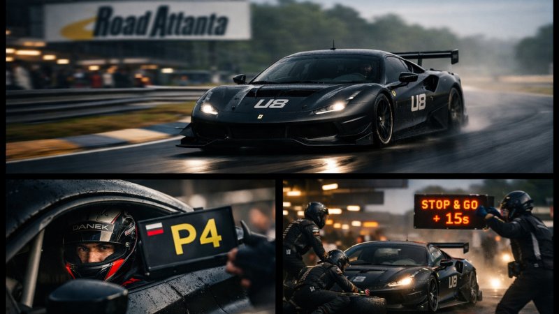 Road Atlanta (2. závod) Déšť v tréninku, drama v závodě a comeback do TOP5